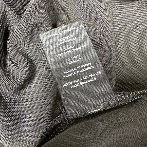 Helmut Lang NWT Pleated Leather Trimmed Cady Mini Dress Black Size M Collar - Picture 9 of 12